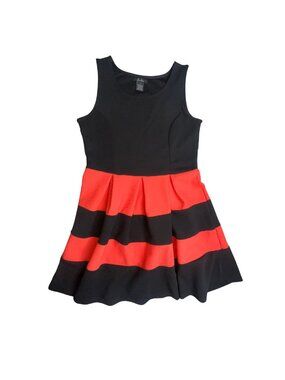 5th &‎ Love Black Coral Stripe Fit & Flare Dress Size Large